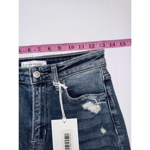 Flying Monkey Jeans High Rise Mom Jeans Distressed Ripped Stretch 90s Ankle 24 - Picture 12 of 16
